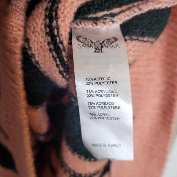 Sacred Hawk Sweater Stripe Pink Cardigan Womens Size Small Oversized - Picture 9 of 11